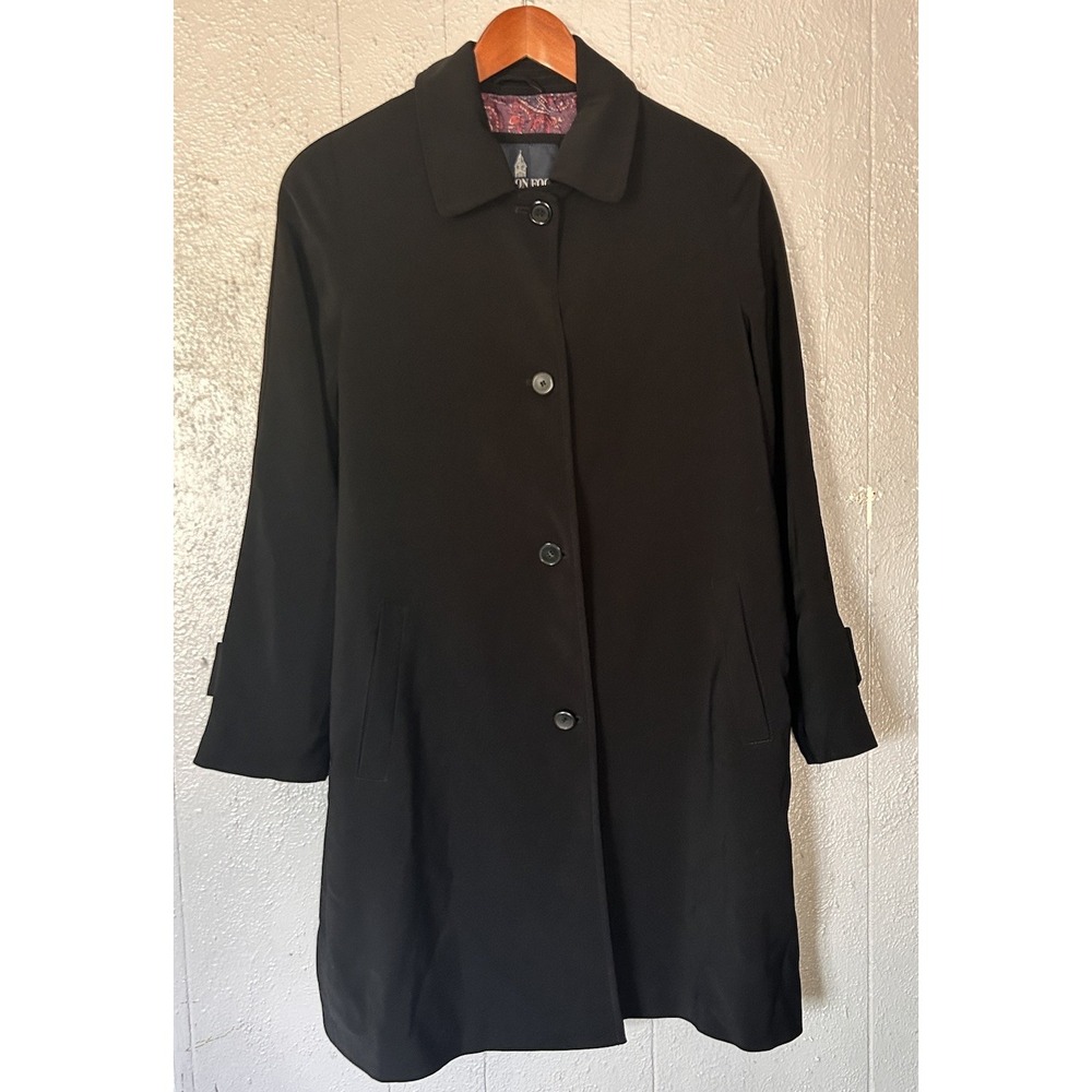 Women's London Fog Black Button Down Overcoat Jacket Size XS Formal Casual